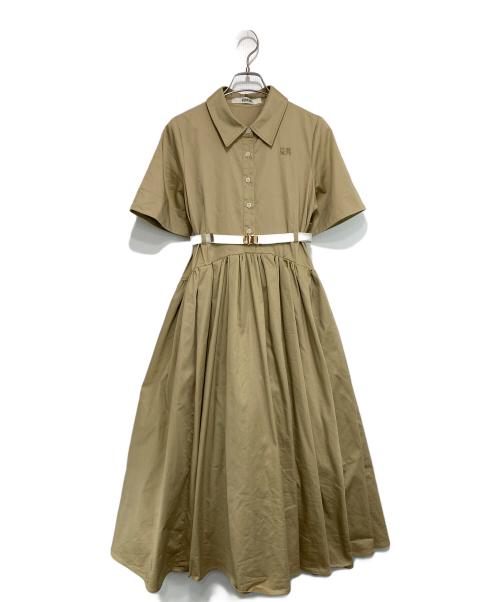 furfur（ファーファー）furfur (ファーファー) ベルト付きコードレーンシャツワンピース ベージュ サイズ:FREEの古着・服飾アイテム