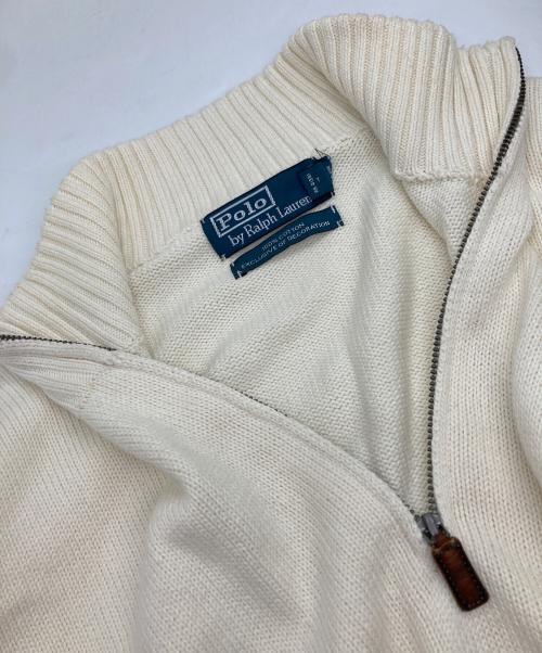 POLO RALPH LAUREN（ポロ・ラルフローレン）POLO RALPH LAUREN (ポロ・ラルフローレン) ポニー刺繍 ハーフジップコットンニット ホワイト サイズ:Lの古着・服飾アイテム