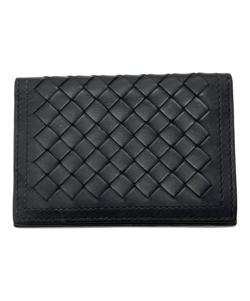BOTTEGA VENETA（ボッテガベネタ）BOTTEGA VENETA (ボッテガベネタ) イントレチャート 二つ折りカードケース ブラックの古着・服飾アイテム