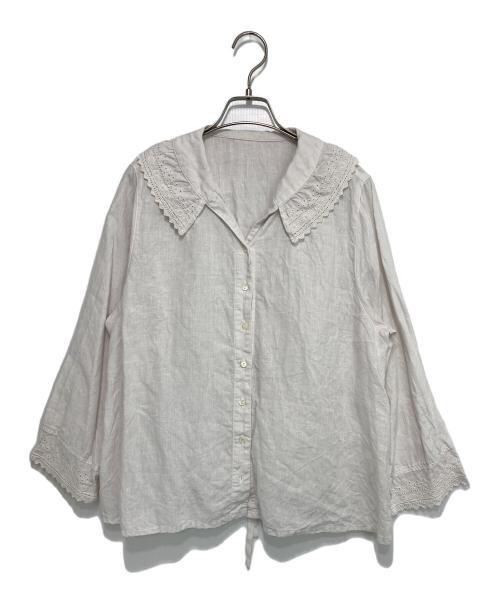 nest Robe（ネストローブ）nest Robe (ネストローブ) リネンエンブロイダリーレースブラウス オフホワイト サイズ:FREEの古着・服飾アイテム