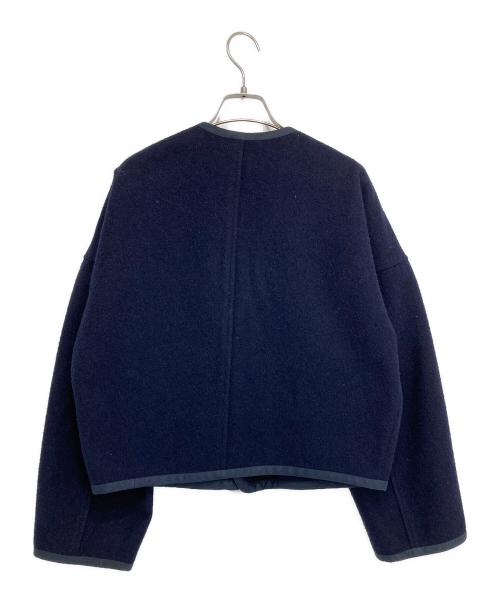 tricot COMME des GARCONS（トリココムデギャルソン）tricot COMME des GARCONS (トリココムデギャルソン) ウール混ノーカラーダブルジャケット ネイビー サイズ:記載なしの古着・服飾アイテム