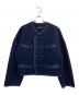 tricot COMME des GARCONS（トリココムデギャルソン）の古着「ウール混ノーカラーダブルジャケット」｜ネイビー