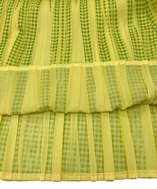 PLEATS PLEASE（プリーツプリーズ）PLEATS PLEASE (プリーツプリーズ) プリーツスカート イエロー×グリーン サイズ:SIZE 2の古着・服飾アイテム