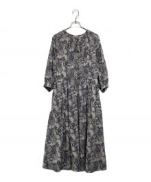 MACKINTOSH LONDON（マッキントッシュ ロンドン）の古着「ゴブランバイブリーフラワープリントワンピース」｜ブルー×グレー