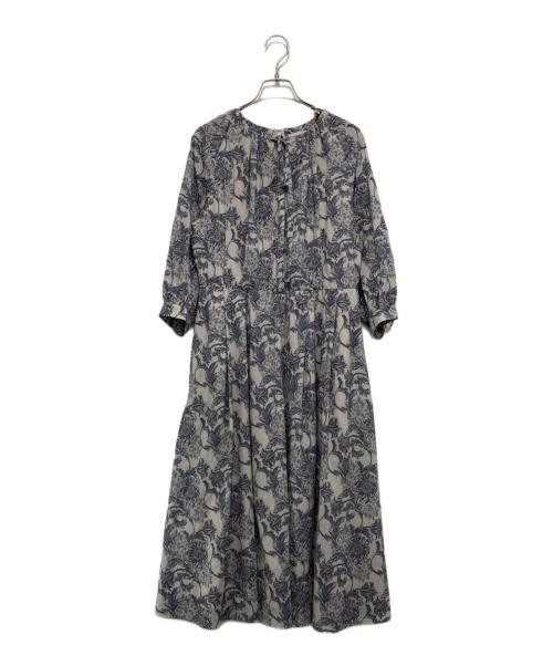 MACKINTOSH LONDON（マッキントッシュ ロンドン）MACKINTOSH LONDON (マッキントッシュ ロンドン) ゴブランバイブリーフラワープリントワンピース ブルー×グレー サイズ:SIZE 38の古着・服飾アイテム