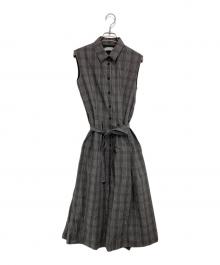 MACKINTOSH LONDON（マッキントッシュ ロンドン）の古着「ラインチェックコットンワンピース」｜グレー