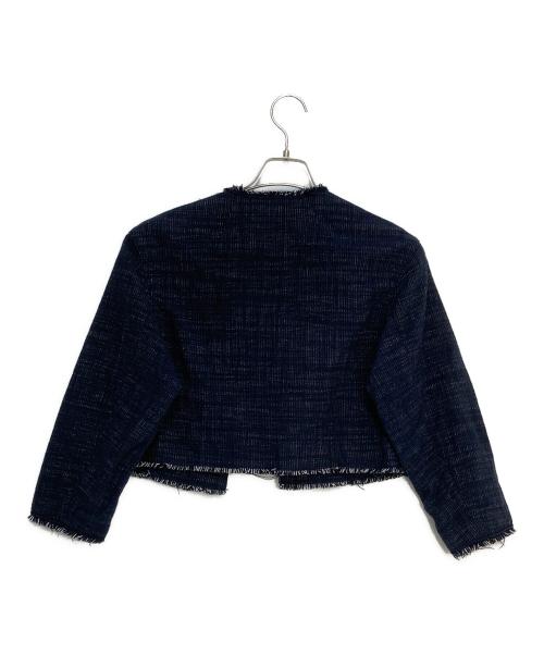 BALLSEY（ボールジィ）BALLSEY (ボールジィ) ロングスラブツイード クルーネックジャケット ネイビー サイズ: 36の古着・服飾アイテム