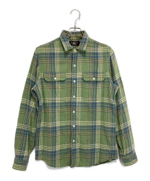 RRL（ダブルアールエル）RRL (ダブルアールエル) 長袖チェックシャツ グリーン×ブルー サイズ:Mの古着・服飾アイテム