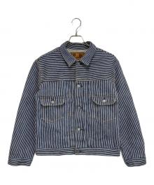 児島ジーンズ（コジマジーンズ）の古着「21oz  ヒッコリー デニム ジャケット」｜インディゴ×ホワイト