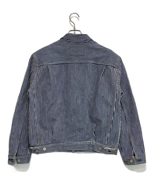 児島ジーンズ（コジマジーンズ）児島ジーンズ (コジマジーンズ) 21oz  ヒッコリー デニム ジャケット インディゴ×ホワイト サイズ:Lの古着・服飾アイテム