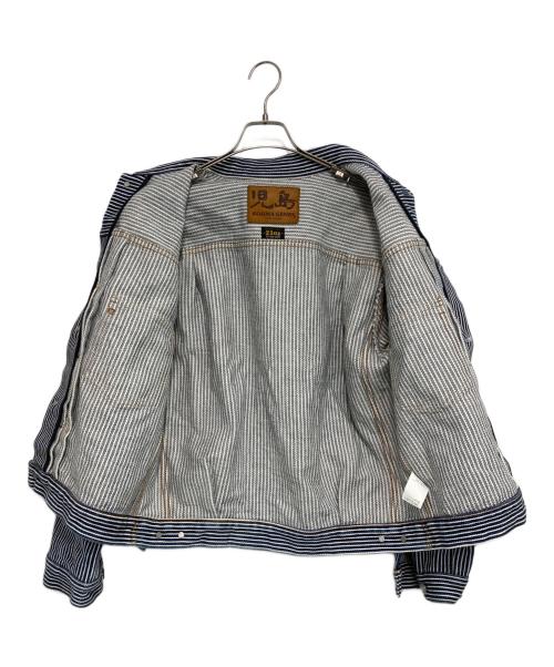 児島ジーンズ（コジマジーンズ）児島ジーンズ (コジマジーンズ) 21oz  ヒッコリー デニム ジャケット インディゴ×ホワイト サイズ:Lの古着・服飾アイテム