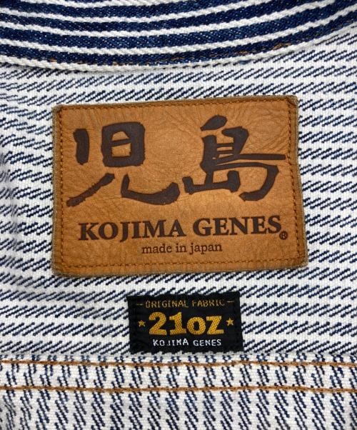 児島ジーンズ（コジマジーンズ）児島ジーンズ (コジマジーンズ) 21oz  ヒッコリー デニム ジャケット インディゴ×ホワイト サイズ:Lの古着・服飾アイテム