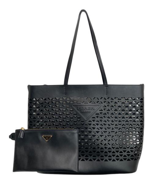 PRADA（プラダ）PRADA (プラダ) レザートートバッグ ブラックの古着・服飾アイテム