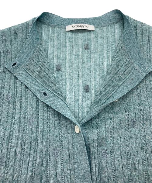 MORABITO BLANC（モラビト ブラン）MORABITO BLANC (モラビト ブラン) 刺繍クルーネックカーディガン ブルー サイズ:38の古着・服飾アイテム
