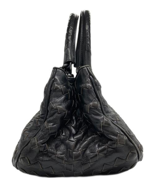 BOTTEGA VENETA（ボッテガベネタ）BOTTEGA VENETA (ボッテガベネタ) イントレチャート レザーハンドバッグ ブラックの古着・服飾アイテム