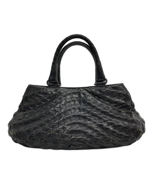 BOTTEGA VENETA（ボッテガベネタ）BOTTEGA VENETA (ボッテガベネタ) イントレチャート レザーハンドバッグ ブラックの古着・服飾アイテム
