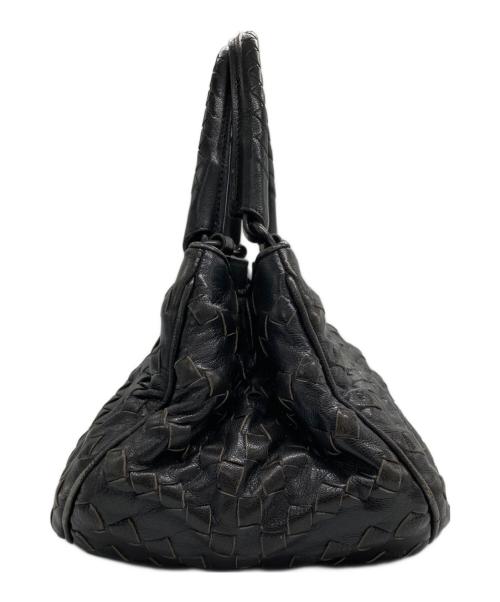BOTTEGA VENETA（ボッテガベネタ）BOTTEGA VENETA (ボッテガベネタ) イントレチャート レザーハンドバッグ ブラックの古着・服飾アイテム