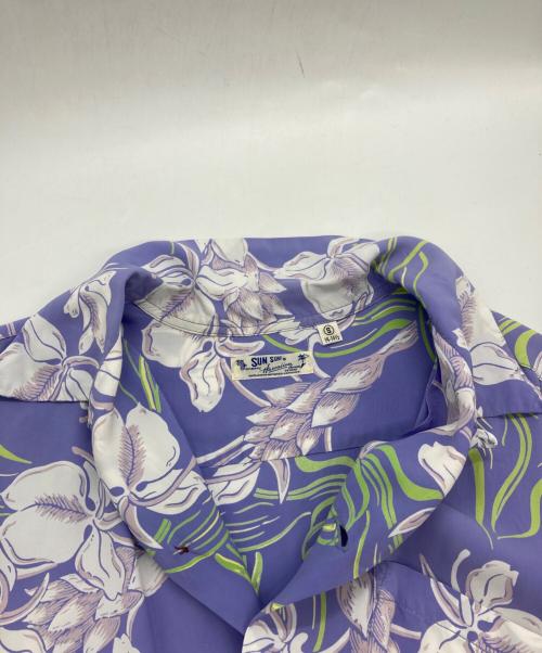 Sun Surf（サンサーフ）Sun Surf (サンサーフ) 総レーヨン オープンカラーアロハシャツ パープル サイズ:S 14 －14 1/2の古着・服飾アイテム