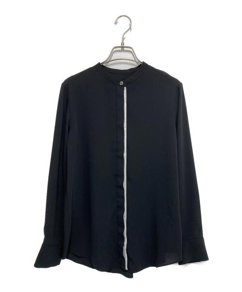 icB（アイシービー）icB (アイシービー) BackSatinAmunzen バンドカラーブラウス ブラック サイズ:XSの古着・服飾アイテム