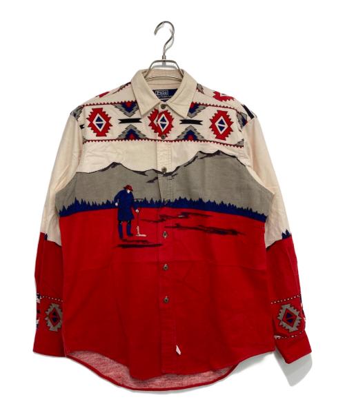 POLO RALPH LAUREN（ポロ・ラルフローレン）POLO RALPH LAUREN (ポロ・ラルフローレン) 90ｓ アイスフィッシャーマン ネルシャツ ピンク×レッド サイズ:Mの古着・服飾アイテム