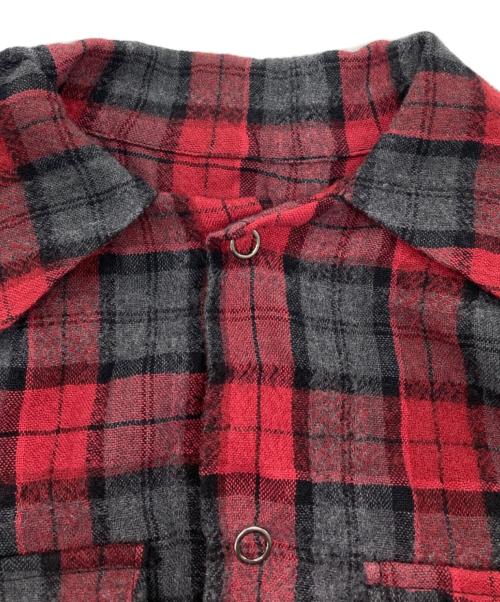 MOUNTAIN RESEARCH（マウンテンリサーチ）MOUNTAIN RESEARCH (マウンテンリサーチ) Phishing PKT Shirt レッド×グレー サイズ:Lの古着・服飾アイテム