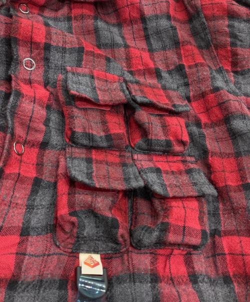 MOUNTAIN RESEARCH（マウンテンリサーチ）MOUNTAIN RESEARCH (マウンテンリサーチ) Phishing PKT Shirt レッド×グレー サイズ:Lの古着・服飾アイテム