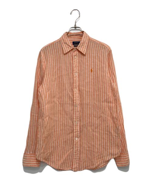 POLO RALPH LAUREN（ポロ・ラルフローレン）POLO RALPH LAUREN (ポロ・ラルフローレン) リネンストライプシャツ オレンジ サイズ:Ｓの古着・服飾アイテム