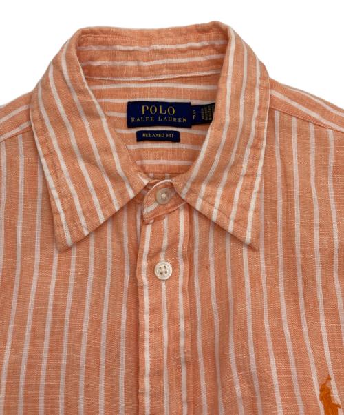 POLO RALPH LAUREN（ポロ・ラルフローレン）POLO RALPH LAUREN (ポロ・ラルフローレン) リネンストライプシャツ オレンジ サイズ:Ｓの古着・服飾アイテム
