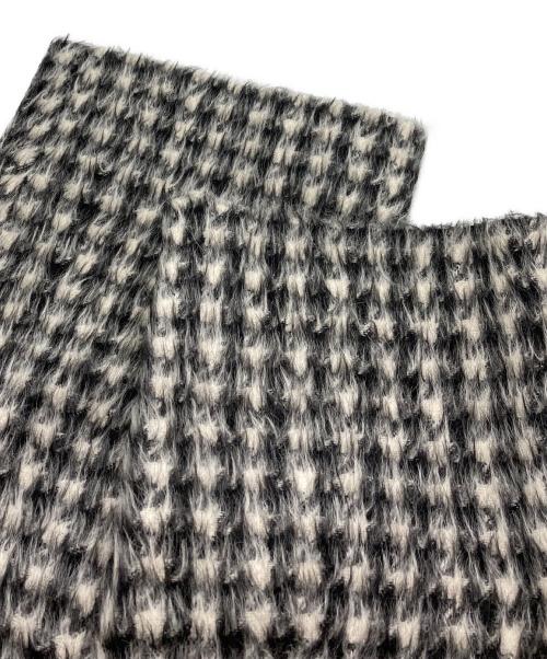 Max Mara Studio（マックスマーラ ストゥディオ）Max Mara Studio (マックスマーラ ストゥディオ) 千鳥格子 シャギーノーカラーコート ブラック×ホワイト サイズ:SIZE J38の古着・服飾アイテム