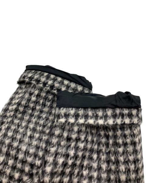 Max Mara Studio（マックスマーラ ストゥディオ）Max Mara Studio (マックスマーラ ストゥディオ) 千鳥格子 シャギーノーカラーコート ブラック×ホワイト サイズ:SIZE J38の古着・服飾アイテム