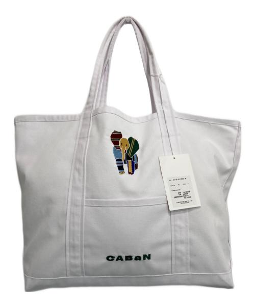 CABAN（キャバン）CABAN (キャバン) Elephant刺繍 プレイフルトートバッグ ホワイトの古着・服飾アイテム