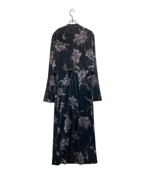 Ameri（アメリ）Ameri (アメリ) DRY FLOWER VELOUR DRESS ブラック×パープル サイズ:Mの古着・服飾アイテム