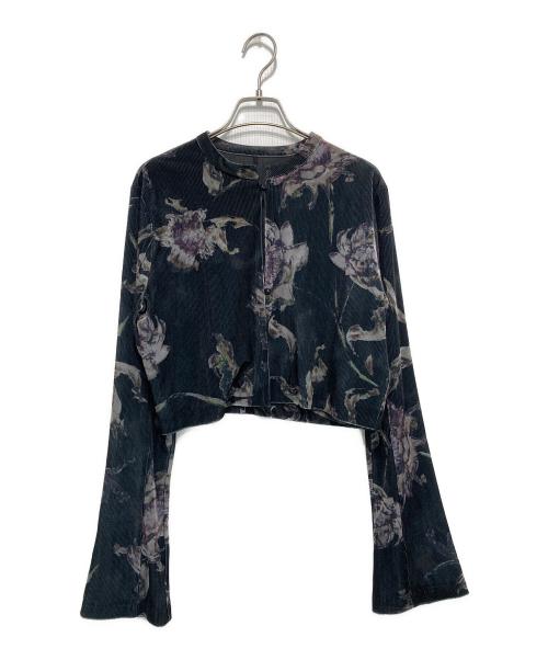 Ameri（アメリ）Ameri (アメリ) DRY FLOWER VELOUR DRESS ブラック×パープル サイズ:Mの古着・服飾アイテム