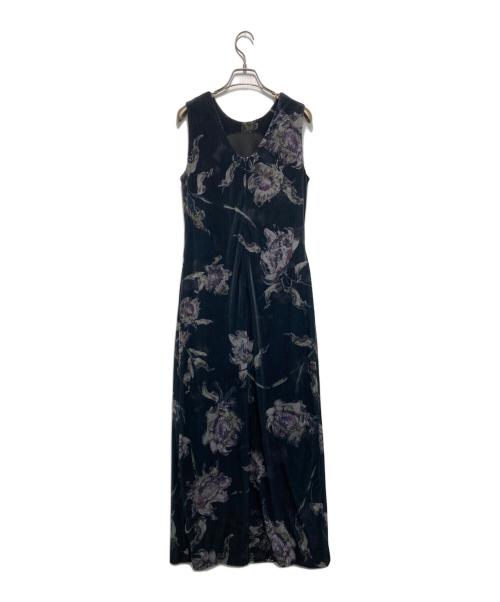 Ameri（アメリ）Ameri (アメリ) DRY FLOWER VELOUR DRESS ブラック×パープル サイズ:Mの古着・服飾アイテム