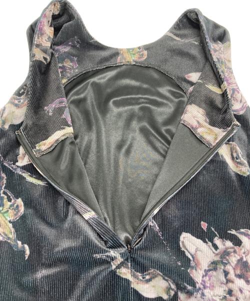 Ameri（アメリ）Ameri (アメリ) DRY FLOWER VELOUR DRESS ブラック×パープル サイズ:Mの古着・服飾アイテム