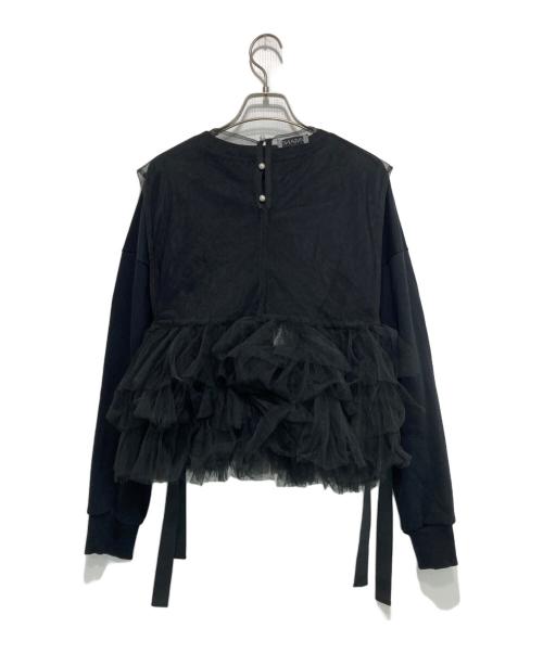 VIVIANO（ヴィヴィアーノ）VIVIANO (ヴィヴィアーノ) チュールフリルスウェット ブラック サイズ:FREEの古着・服飾アイテム