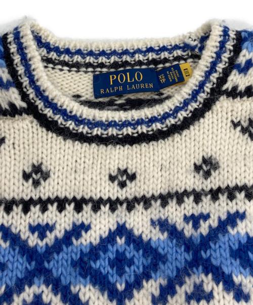 POLO RALPH LAUREN（ポロ・ラルフローレン）POLO RALPH LAUREN (ポロ・ラルフローレン) アルパカ混ノルディック柄ニット ホワイト×ブルー×ブラック サイズ:XSの古着・服飾アイテム