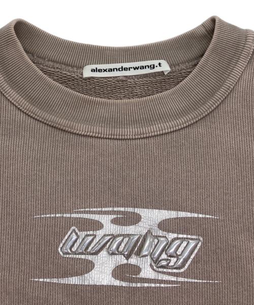 ALEXANDER WANG（アレキサンダー・ワン）ALEXANDER WANG (アレキサンダー・ワン) ロゴプリントスウェットシャツ ベージュ サイズ:XXSの古着・服飾アイテム