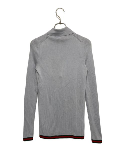 GUCCI（グッチ）GUCCI (グッチ) シェリーライン シルクカシミヤニットポロシャツ グレー サイズ:Sの古着・服飾アイテム