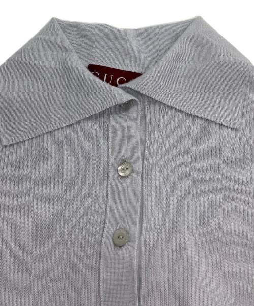 GUCCI（グッチ）GUCCI (グッチ) シェリーライン シルクカシミヤニットポロシャツ グレー サイズ:Sの古着・服飾アイテム