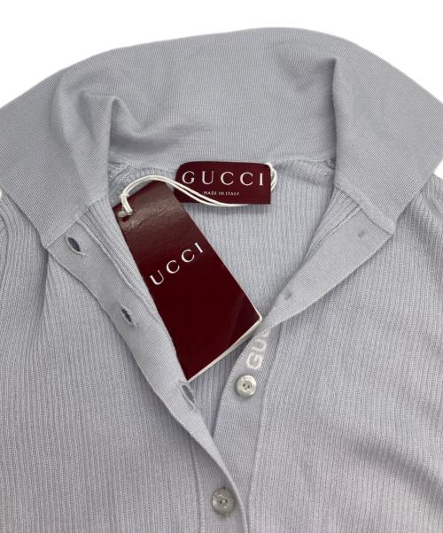 GUCCI（グッチ）GUCCI (グッチ) シェリーライン シルクカシミヤニットポロシャツ グレー サイズ:Sの古着・服飾アイテム