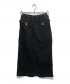 VERSACE JEANS COUTUREヴェルサーチ ジーンズクチュール）の古着「メッシュ切替ダブルバックルスカート」｜ブラック