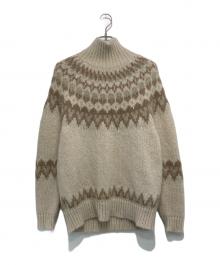 BATONER（バトナ―）の古着「MOHAIR NORDIC TURTLE NECK」｜ベージュ×ブラウン
