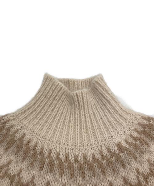 BATONER（バトナ―）BATONER (バトナ―) MOHAIR NORDIC TURTLE NECK ベージュ×ブラウン サイズ:2の古着・服飾アイテム
