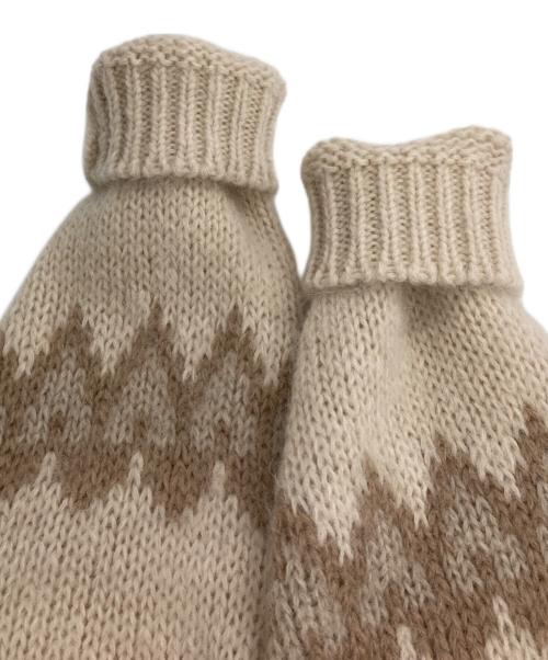 BATONER（バトナ―）BATONER (バトナ―) MOHAIR NORDIC TURTLE NECK ベージュ×ブラウン サイズ:2の古着・服飾アイテム
