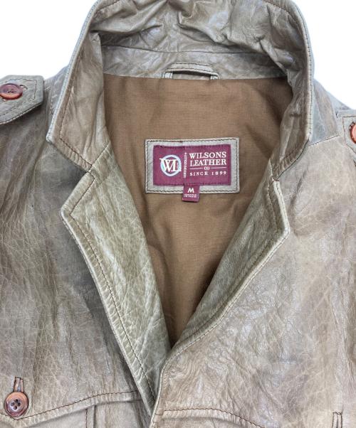 wilsons leather（ウィルソンズレザー）wilsons leather (ウィルソンズレザー) レザーミリタリージャケット ブラウン×ベージュ サイズ:Mの古着・服飾アイテム