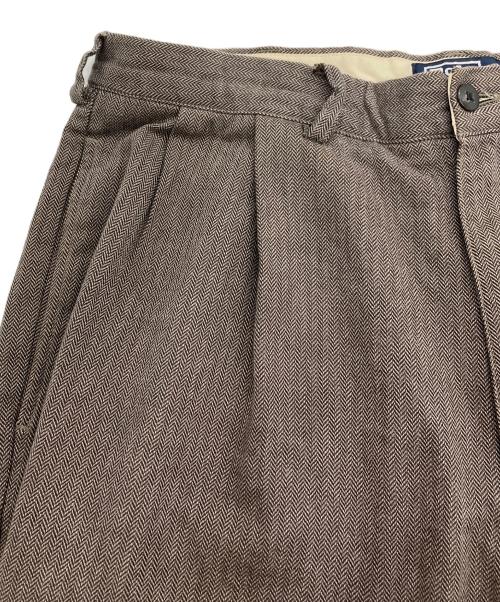 POLO RALPH LAUREN（ポロ・ラルフローレン）POLO RALPH LAUREN (ポロ・ラルフローレン) ヘリンボーン2タックコットンパンツ ブラウン サイズ:35の古着・服飾アイテム
