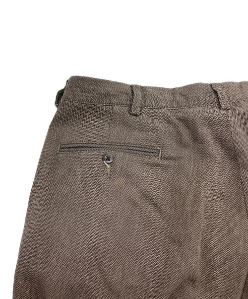 POLO RALPH LAUREN（ポロ・ラルフローレン）POLO RALPH LAUREN (ポロ・ラルフローレン) ヘリンボーン2タックコットンパンツ ブラウン サイズ:35の古着・服飾アイテム