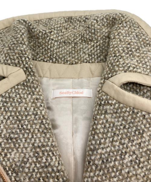 SEE BY CHLOE（シーバイクロエ）SEE BY CHLOE (シーバイクロエ) 中綿ツイードジップコート ベージュ サイズ:SIZE 34の古着・服飾アイテム