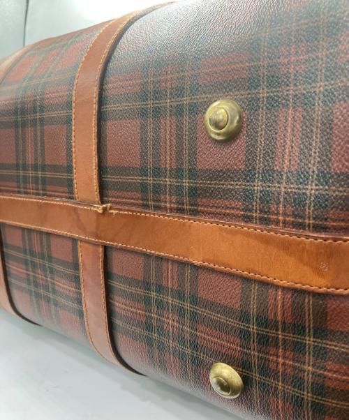 POLO RALPH LAUREN（ポロ・ラルフローレン）POLO RALPH LAUREN (ポロ・ラルフローレン) 2WAY タータンチェック ボストンバッグ ブラウン×ブラックの古着・服飾アイテム